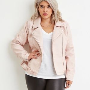 Pink Faux Leather Jacket